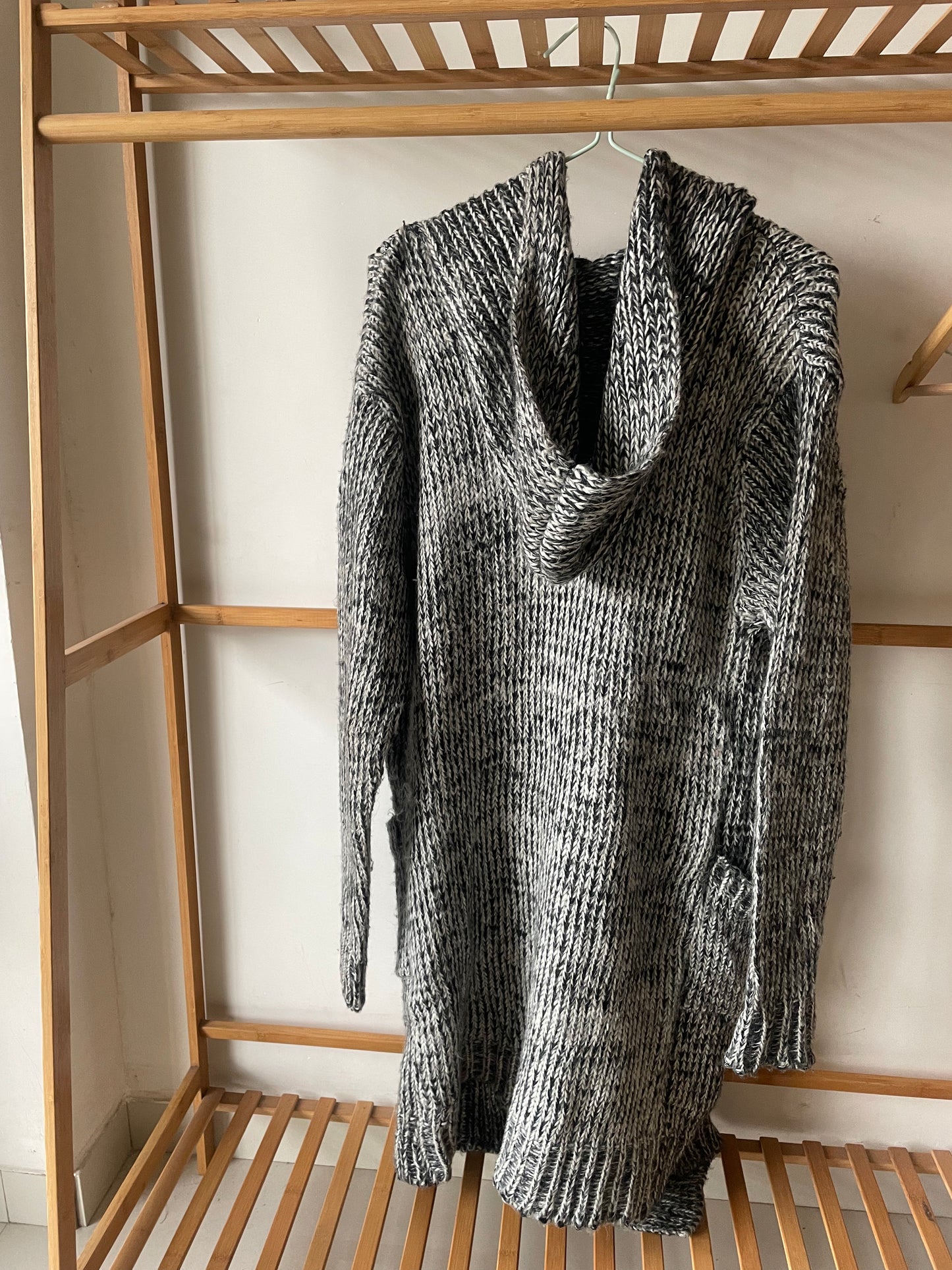 Grey Pure Woollen Handwoven Oversized Coat
